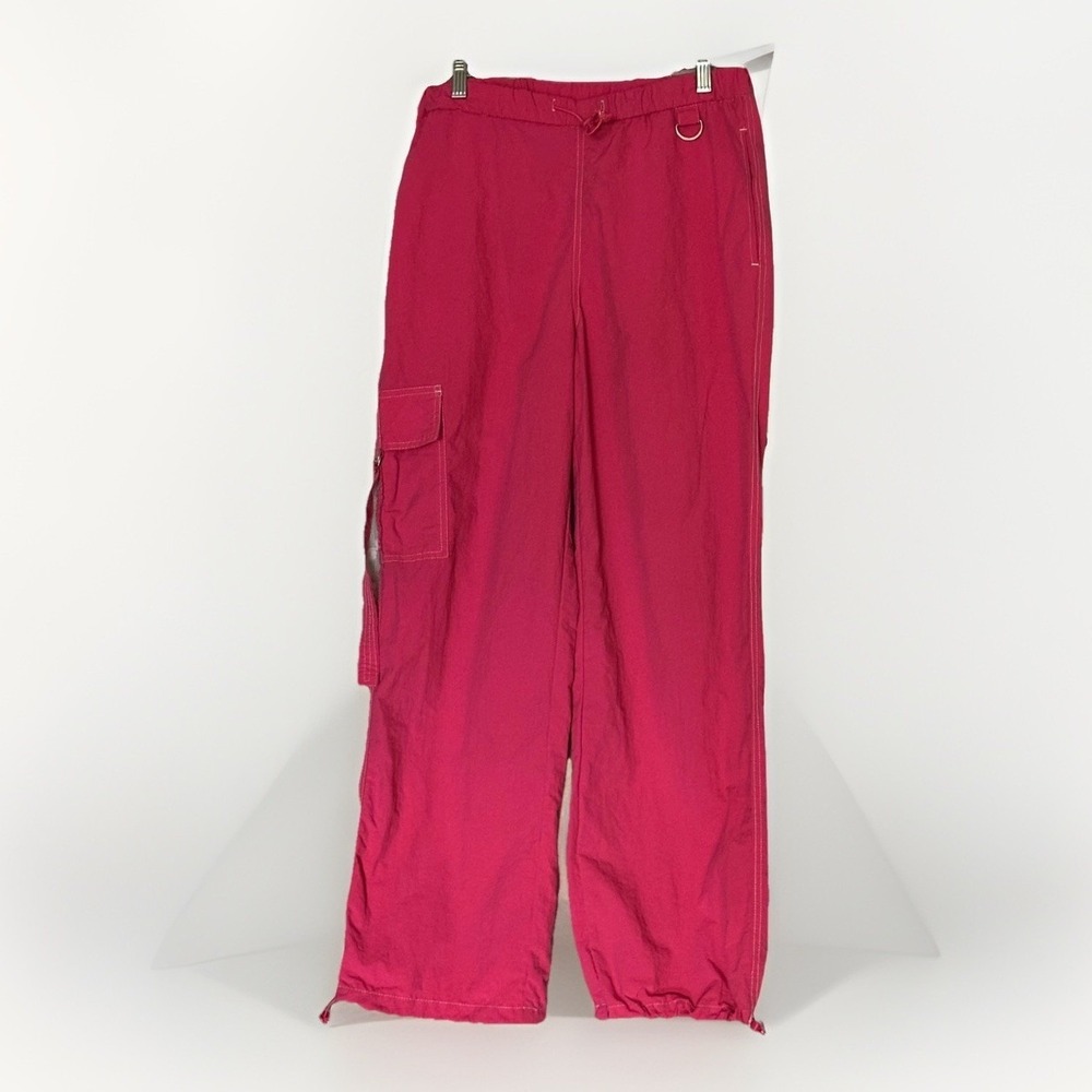 Vintage Y2K Pink‎ Cargo Pants Womens M 28x29 Wide Leg Parachute Streetwear 90s